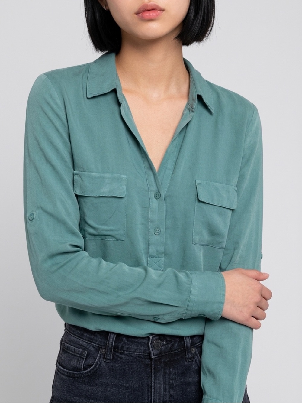Splendid Teal Button-Front Casual Shirt